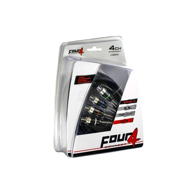 4-kanals RCA signalkabel, 5.5m 5,5 Meter, Trippelskjermet, OFC 