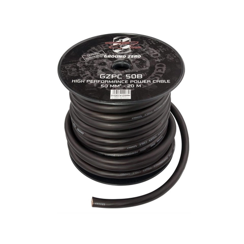 Ground Zero strømkabel CCA 50mm2 Sort 50mm², Sort, Pris per meter