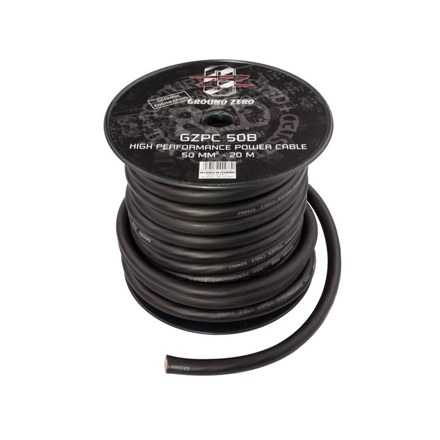 Ground Zero strømkabel CCA 50mm2 Sort 50mm², Sort, Pris per meter 