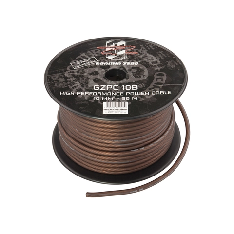 Ground Zero strømkabel CCA 10mm2 Sort 10mm², Sort, Pris per meter