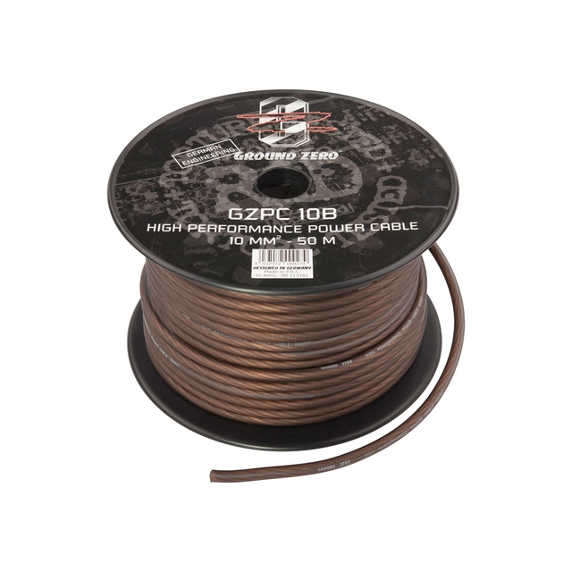Ground Zero strømkabel CCA 10mm2 Sort 10mm², Sort, Pris per meter 