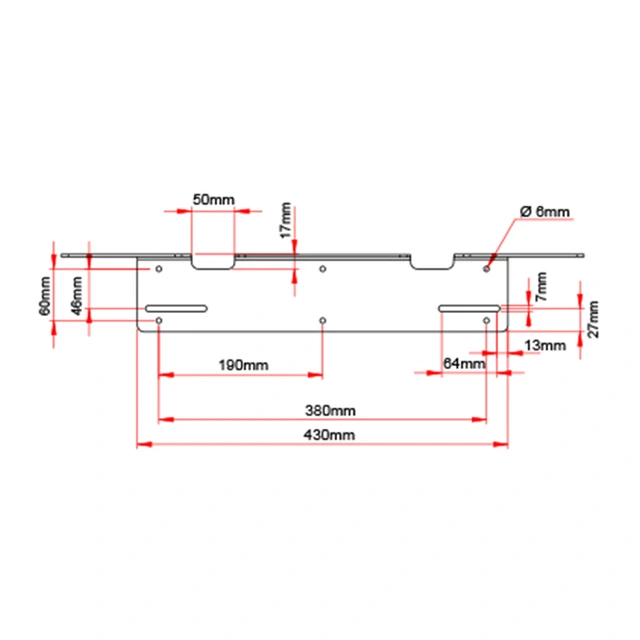 Skiltbrakett for 3 stk 9" ekstralys 3 x 9" ekstralys, 3mm Alu 