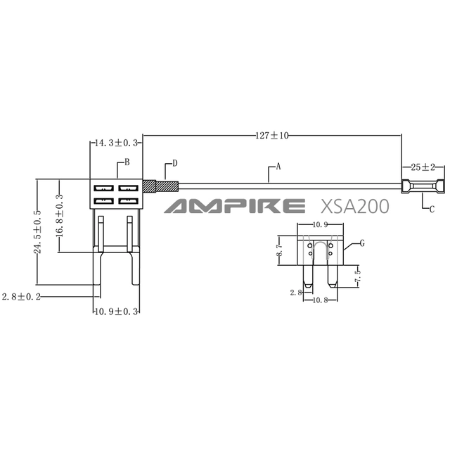 Ampire Tenningskabel med sikring Mini sikring, 5A 