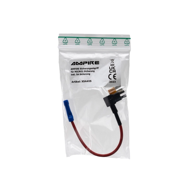 Ampire Tenningskabel med sikring Micro2 sikring, 5A 