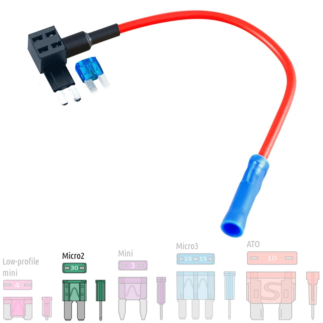 Ampire Tenningskabel med sikring Micro2 sikring, 5A 