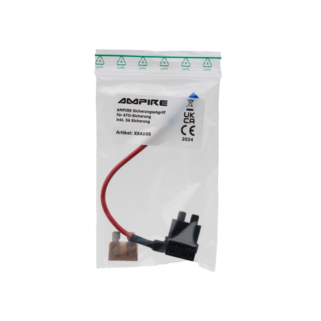 Ampire Tenningskabel med sikring ATO sikring, 5A 