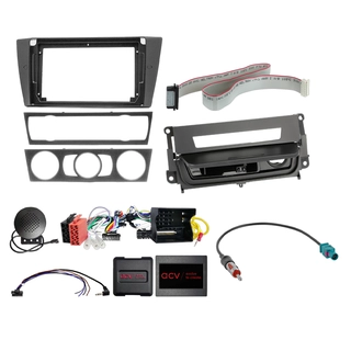 ACV 9" monteringssett - komplett - Sort BMW 3-serie (2005-2011) u/navi m/askebeg